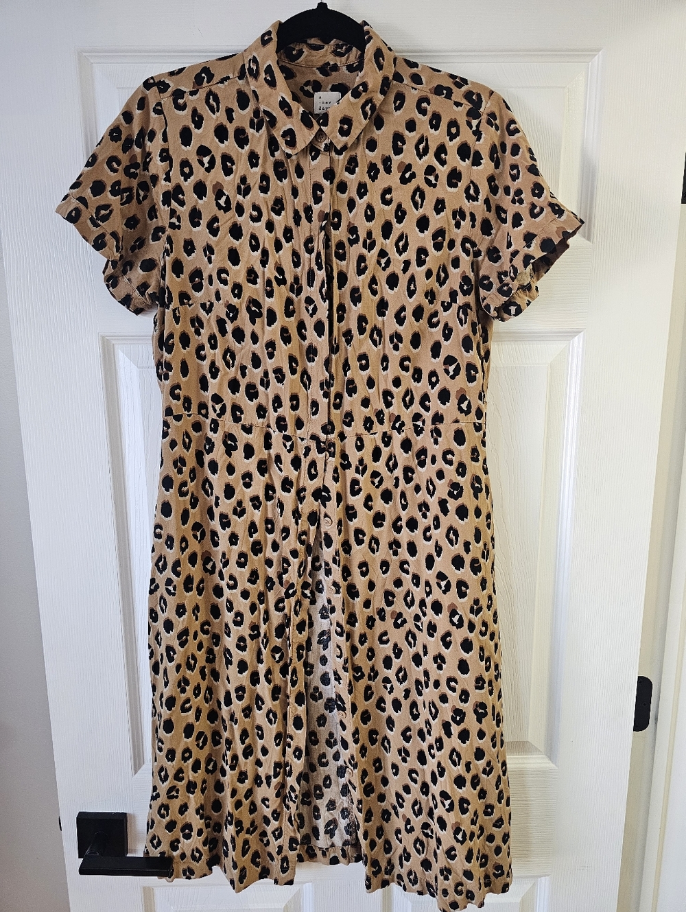a new day Leopard Print Shirt Dress in Tan, Black & Cream